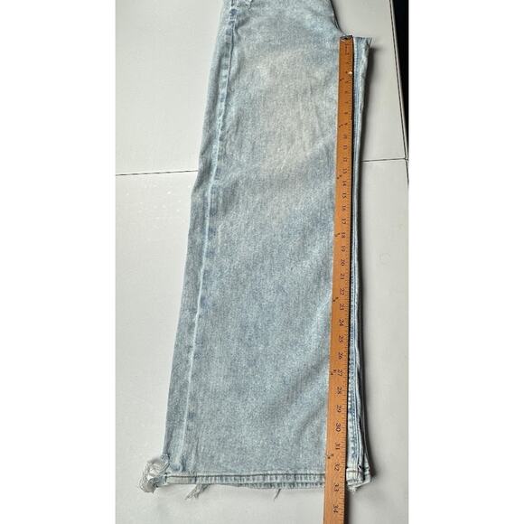 American Eagle Jeans Womens 12 XLong Blue Super High Rise Baggy Wide Leg Stretch - Picture 12 of 14